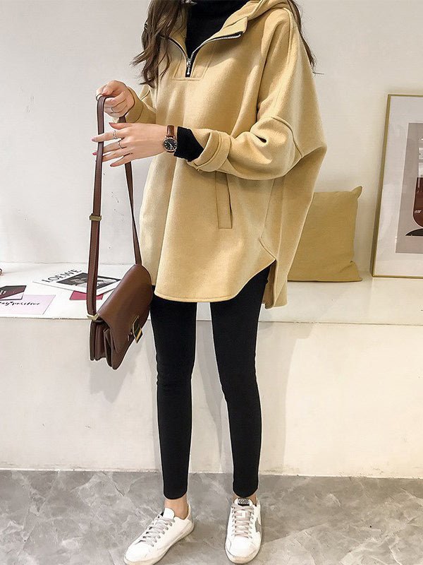 Hoodies Lazy Wind Wool Medium Long Pullover Hoodie - LuckyFash™