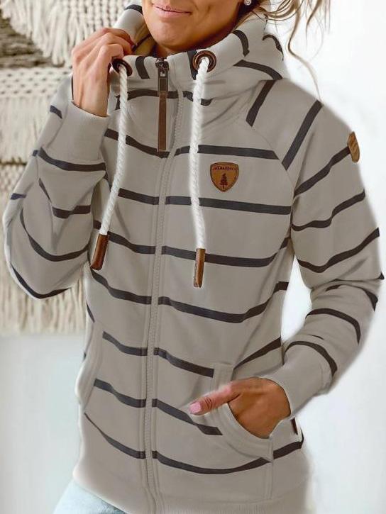 Hoodies Leather Striped Pocket Zip Hoodie - LuckyFash™