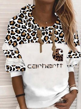Women's Hoodies Leopard Letters Print Drawstring Hoody - LuckyFash™
