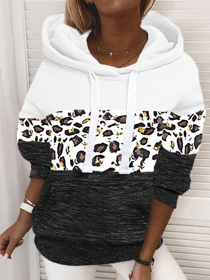 Women's Hoodies Leopard Print Pocket Drawstring Long Sleeve Hoodie - LuckyFash™