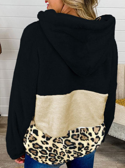 Women's Hoodies Leopard Print Zip Pocket Long Sleeve Hoody - LuckyFash™