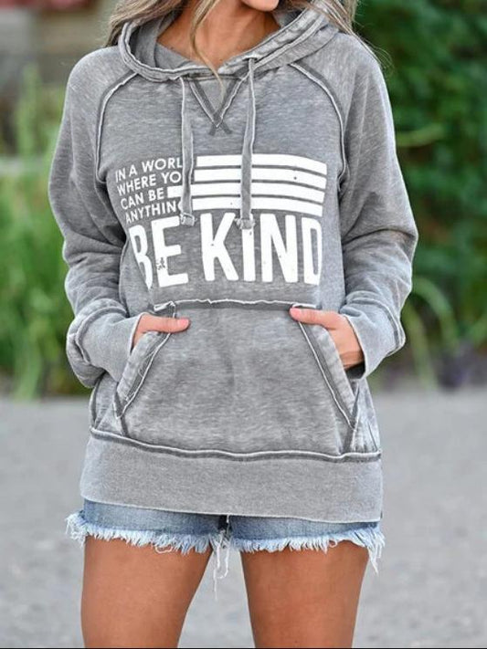 Women's Hoodies Letter Print Pocket Long Sleeve Hoody - LuckyFash™