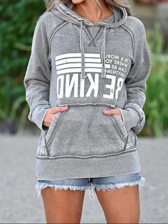 Women's Hoodies Letter Print Pocket Long Sleeve Hoody - LuckyFash™