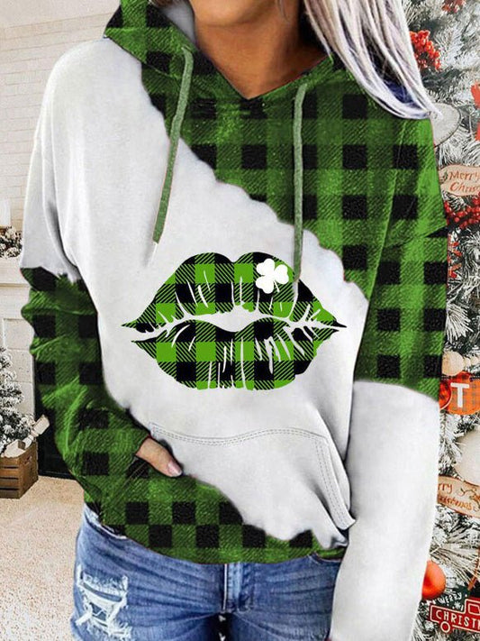 Hoodies Lips Trefoil Pocket Long Sleeve Hoody - LuckyFash™