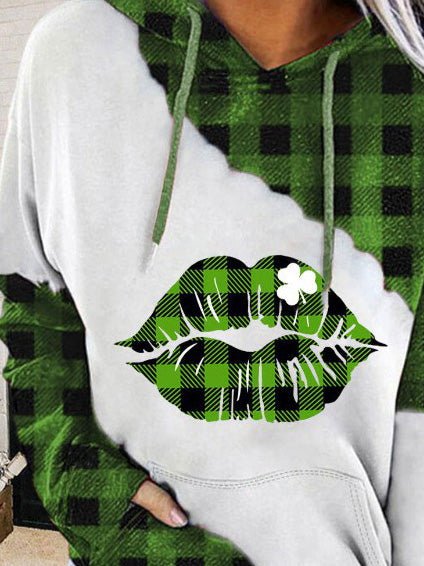 Hoodies Lips Trefoil Pocket Long Sleeve Hoody - LuckyFash™