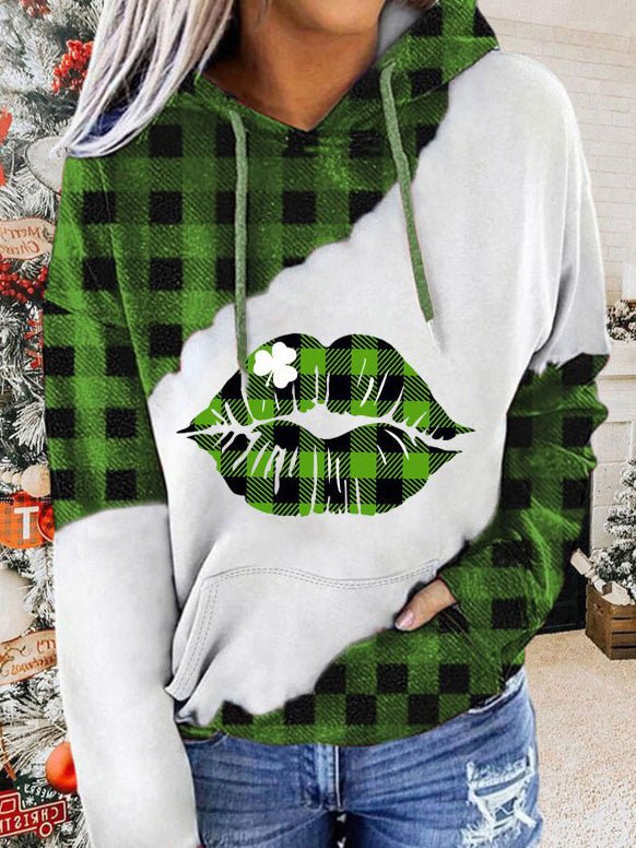 Hoodies Lips Trefoil Pocket Long Sleeve Hoody - LuckyFash™