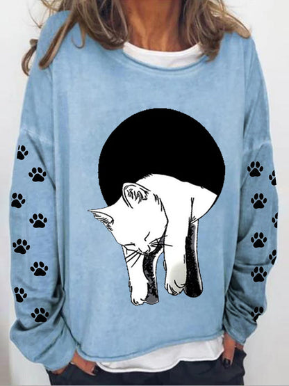 Hoodies Long Sleeve Cat Printed Sweatshirt - LuckyFash™