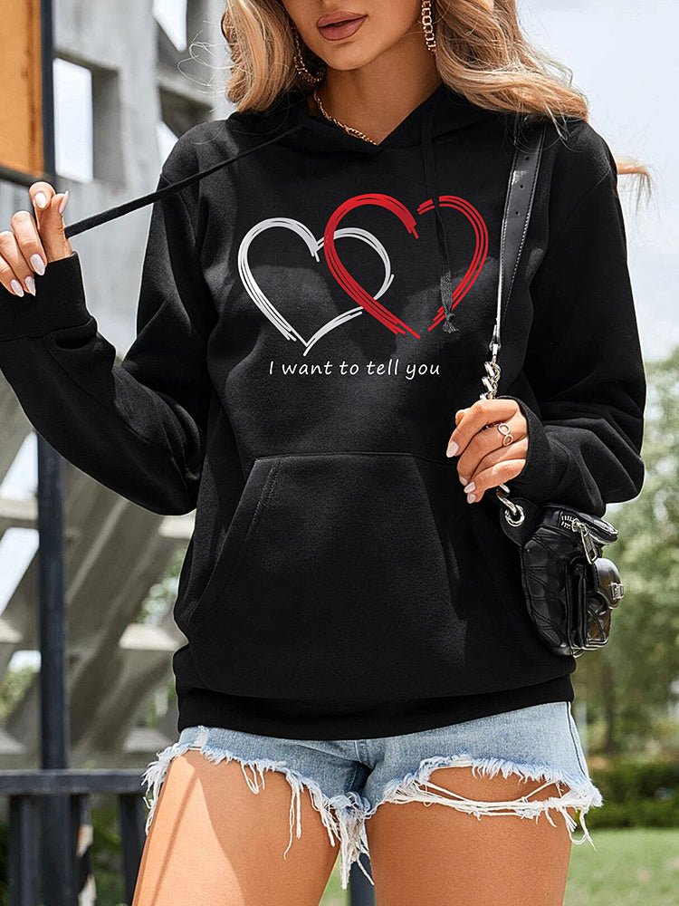 Women's Hoodies Long Sleeve Love Patern Printed Hoodie - LuckyFash™