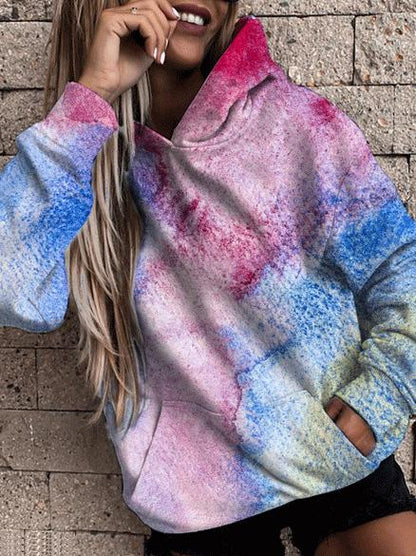Women's Hoodies Long Sleeve Pocket Gradient Print Hoodie - LuckyFash™