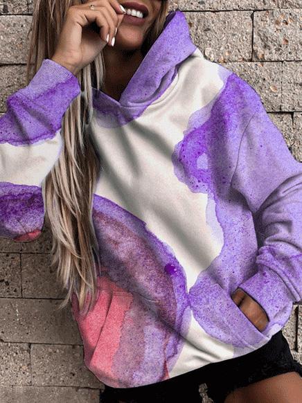 Women's Hoodies Long Sleeve Pocket Gradient Print Hoodie - LuckyFash™