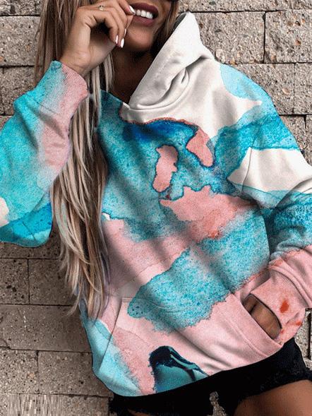 Women's Hoodies Long Sleeve Pocket Gradient Print Hoodie - LuckyFash™