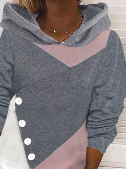 Women's Hoodies Loose Button Stitching Long Sleeve Hoodie - LuckyFash™