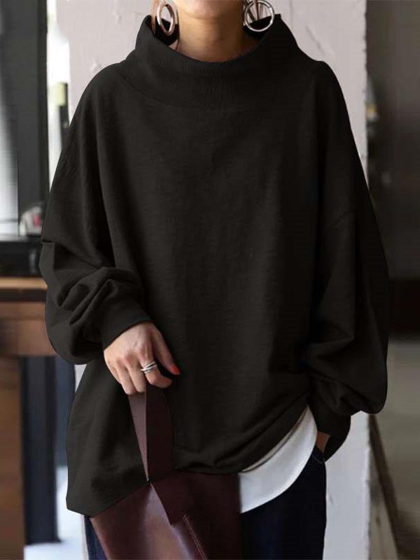 Women's Hoodies Loose High Neck Pullover Long Sleeve Hoodie - LuckyFash™