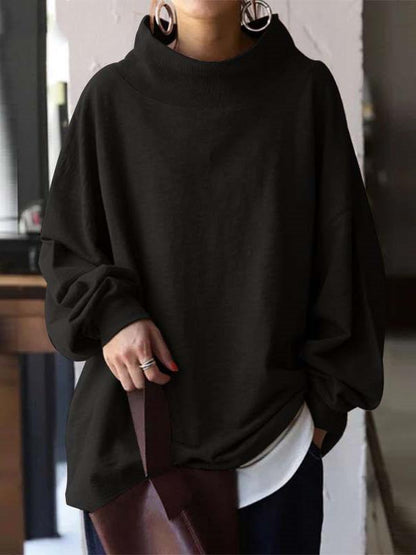 Women's Hoodies Loose High Neck Pullover Long Sleeve Hoodie - LuckyFash™