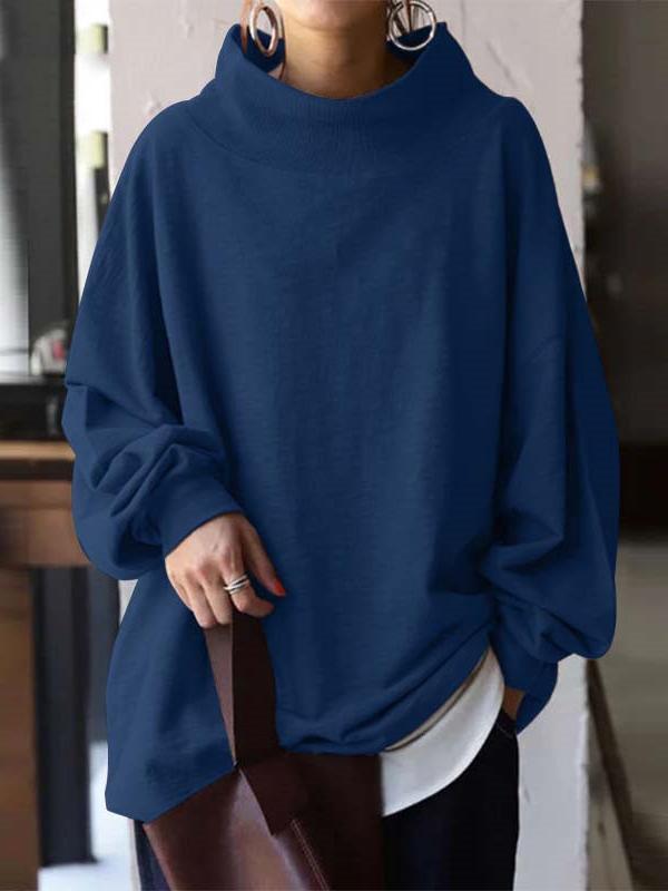 Women's Hoodies Loose High Neck Pullover Long Sleeve Hoodie - LuckyFash™