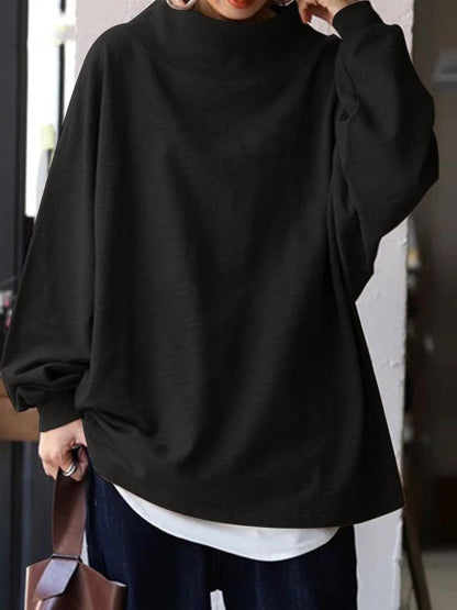 Women's Hoodies Loose High Neck Pullover Long Sleeve Hoodie - LuckyFash™