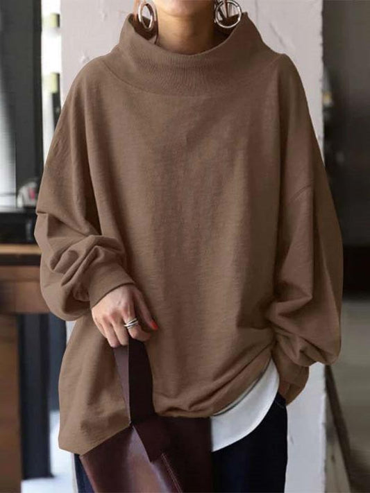 Women's Hoodies Loose High Neck Pullover Long Sleeve Hoodie - LuckyFash™