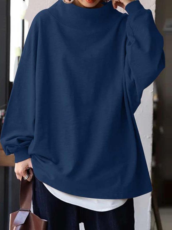 Women's Hoodies Loose High Neck Pullover Long Sleeve Hoodie - LuckyFash™