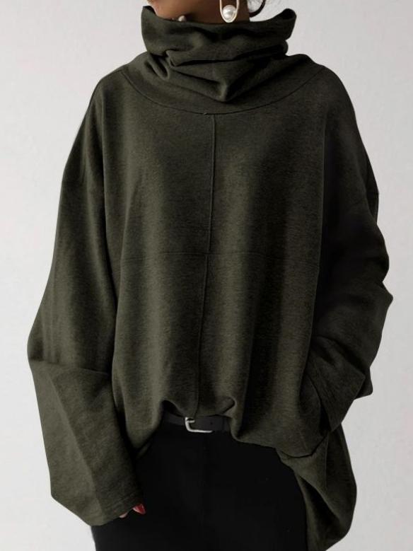 Women's Hoodies Loose Long Sleeve High Neck Pullover Hoodie - LuckyFash™