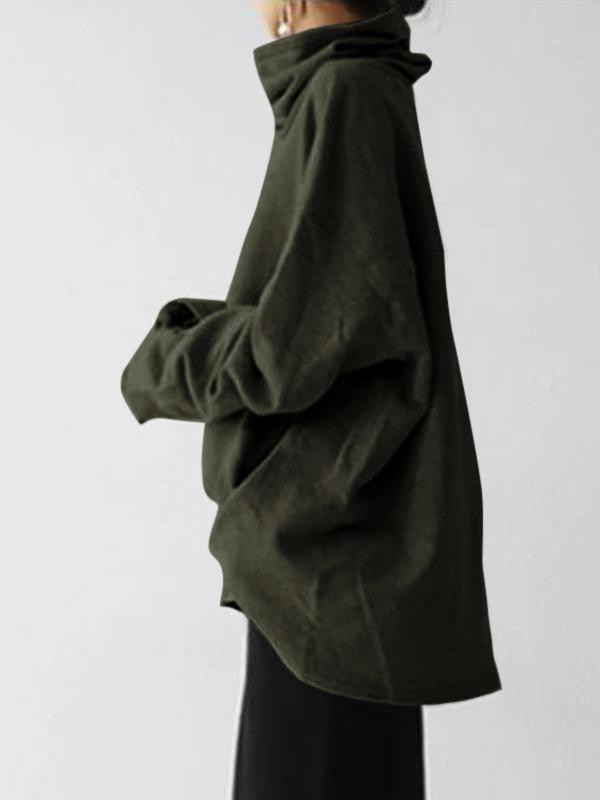 Women's Hoodies Loose Long Sleeve High Neck Pullover Hoodie - LuckyFash™