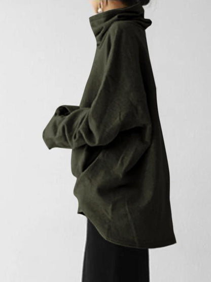 Women's Hoodies Loose Long Sleeve High Neck Pullover Hoodie - LuckyFash™