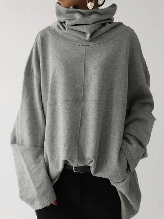 Women's Hoodies Loose Long Sleeve High Neck Pullover Hoodie - LuckyFash™