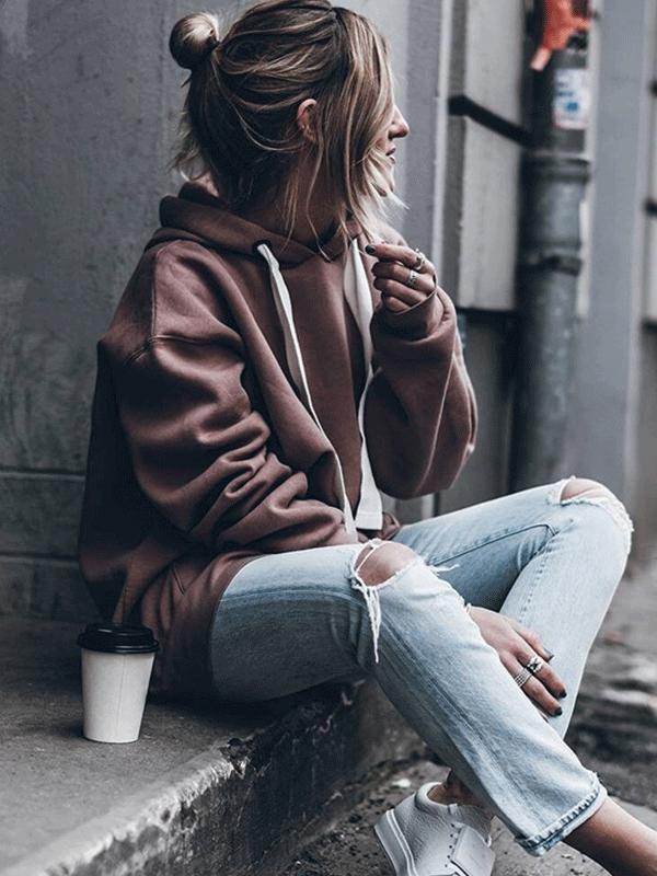 Women's Hoodies Loose Pocket Long Sleeve Hoodie - LuckyFash™