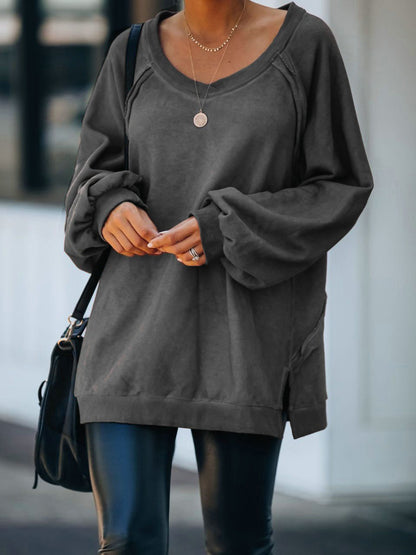 Women's Hoodies Loose Round Neck Open Back Cross Long Sleeve Hoodie - LuckyFash™