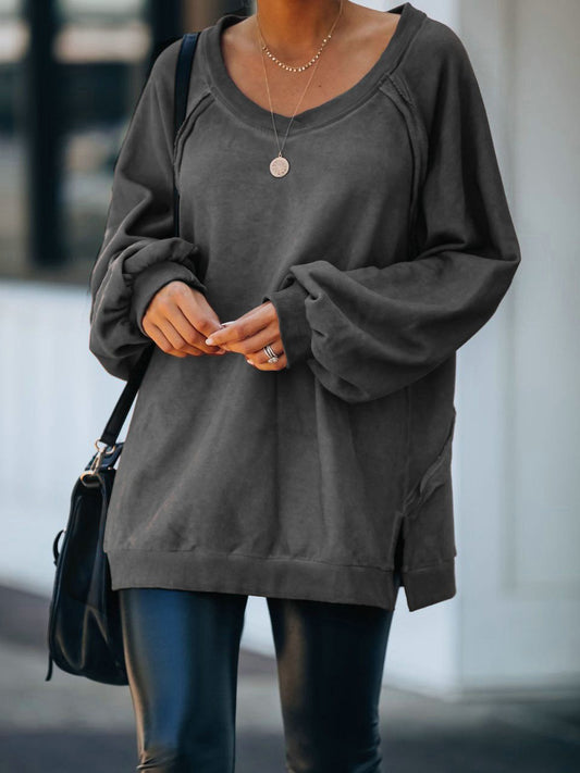 Women's Hoodies Loose Round Neck Open Back Cross Long Sleeve Hoodie - LuckyFash™