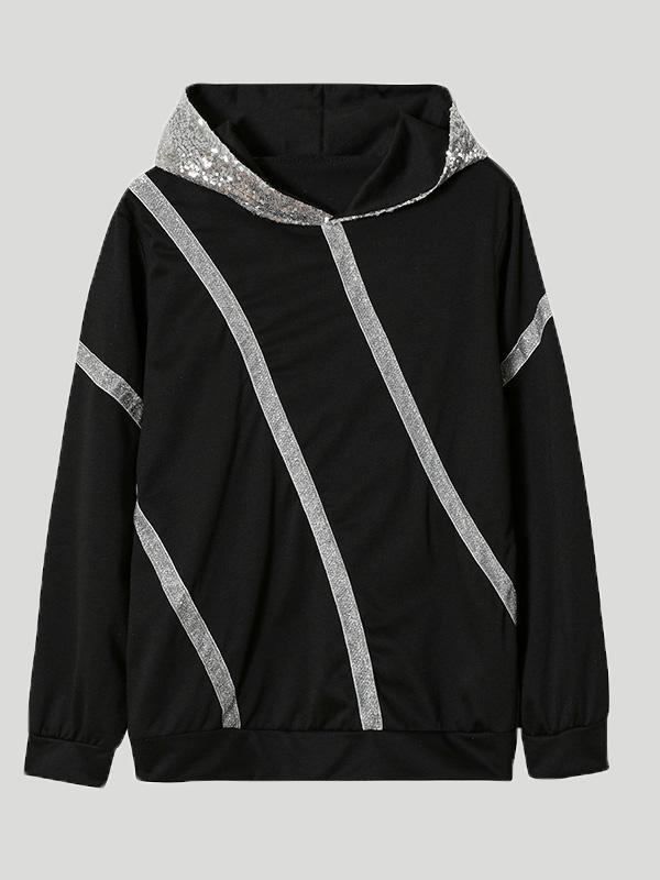 Hoodies Loose Sequined Long Sleeve Hoodie - LuckyFash™