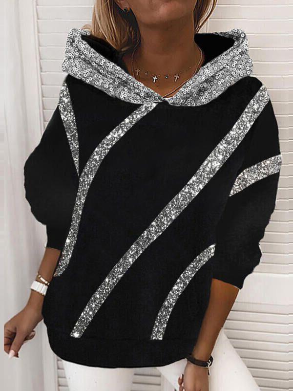 Hoodies Loose Sequined Long Sleeve Hoodie - LuckyFash™