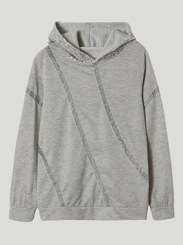 Hoodies Loose Sequined Long Sleeve Hoodie - LuckyFash™