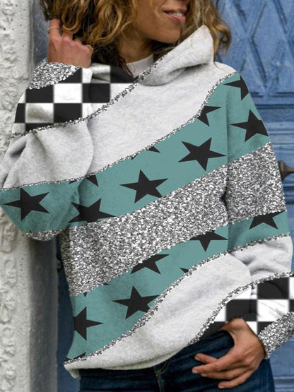 Women's Hoodies Loose Star Stripe Long Sleeve Hoody - LuckyFash™