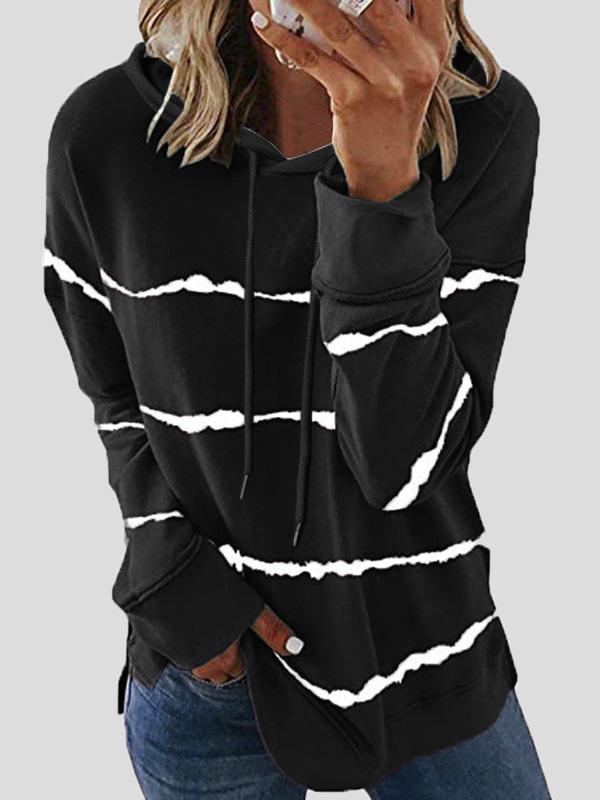 Women's Hoodies Loose Striped Split Long Sleeve Hoodie - LuckyFash™