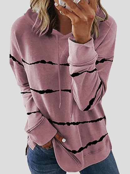 Women's Hoodies Loose Striped Split Long Sleeve Hoodie - LuckyFash™