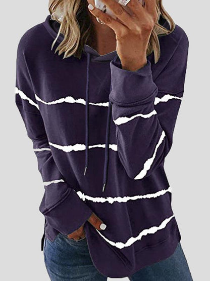 Women's Hoodies Loose Striped Split Long Sleeve Hoodie - LuckyFash™