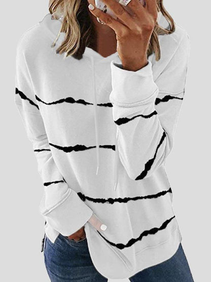 Women's Hoodies Loose Striped Split Long Sleeve Hoodie - LuckyFash™