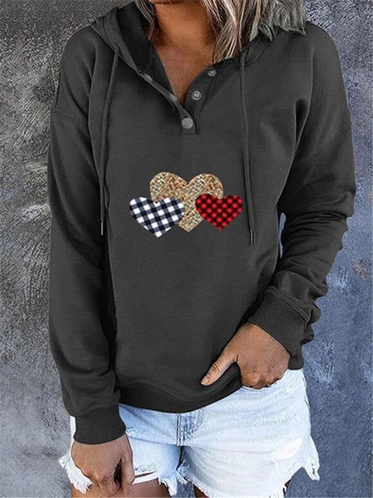 Women's Hoodies Love Print Drawstring Long Sleeve Hoodie - LuckyFash™