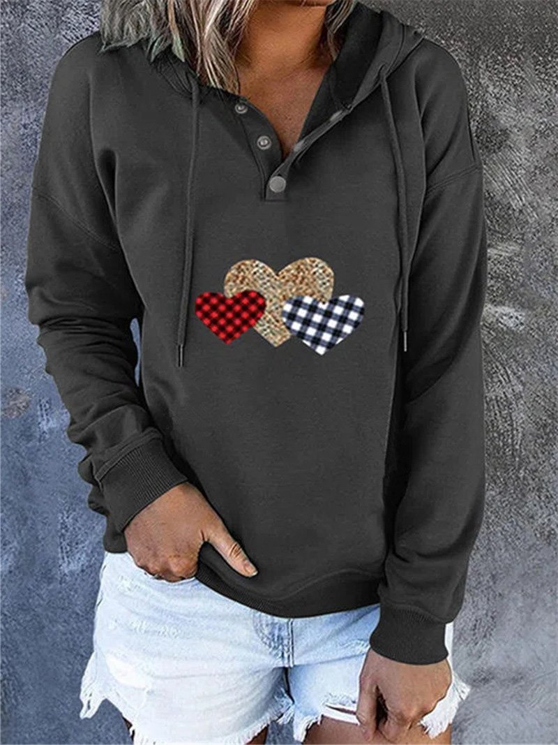 Women's Hoodies Love Print Drawstring Long Sleeve Hoodie - LuckyFash™