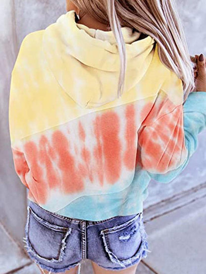 Hoodies Panelled Drawstring Long Sleeve Hoodie - LuckyFash™