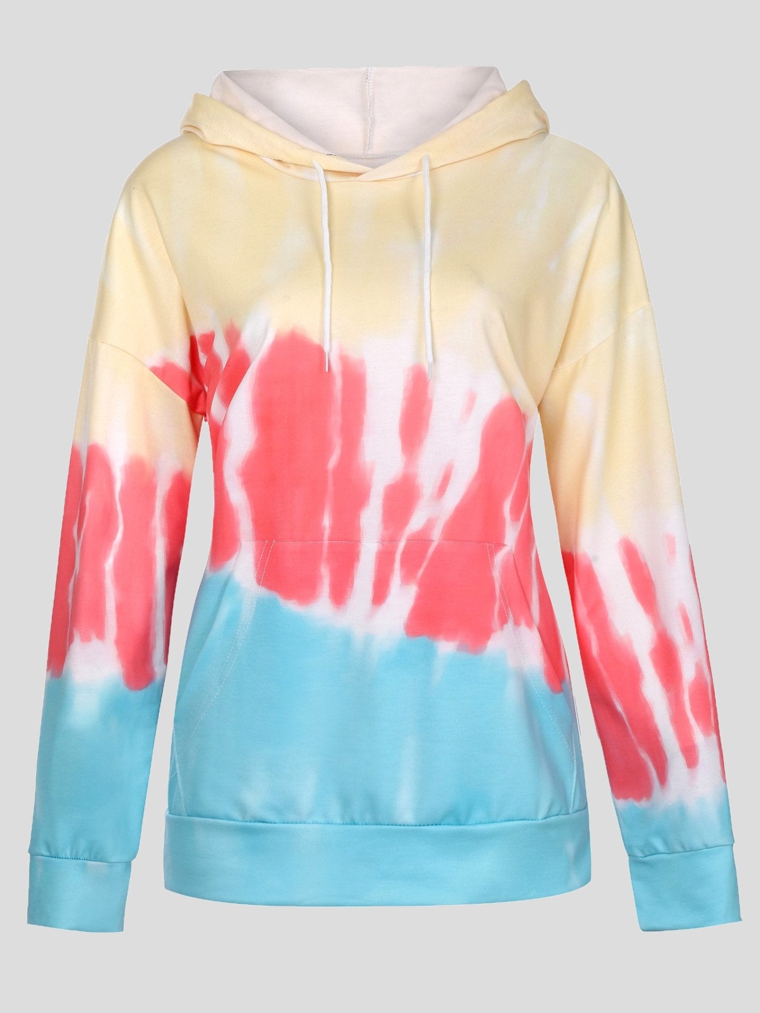 Hoodies Panelled Drawstring Long Sleeve Hoodie - LuckyFash™