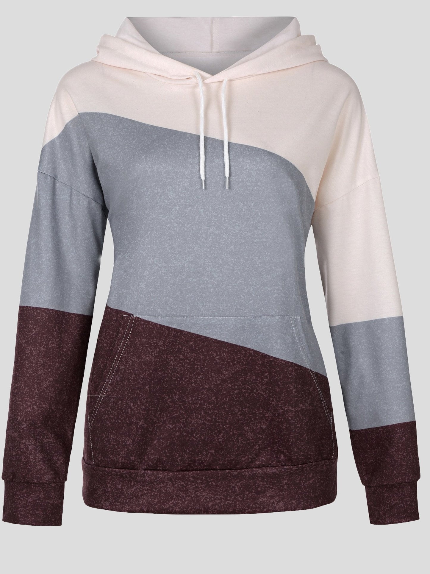 Hoodies Panelled Drawstring Long Sleeve Hoodie - LuckyFash™