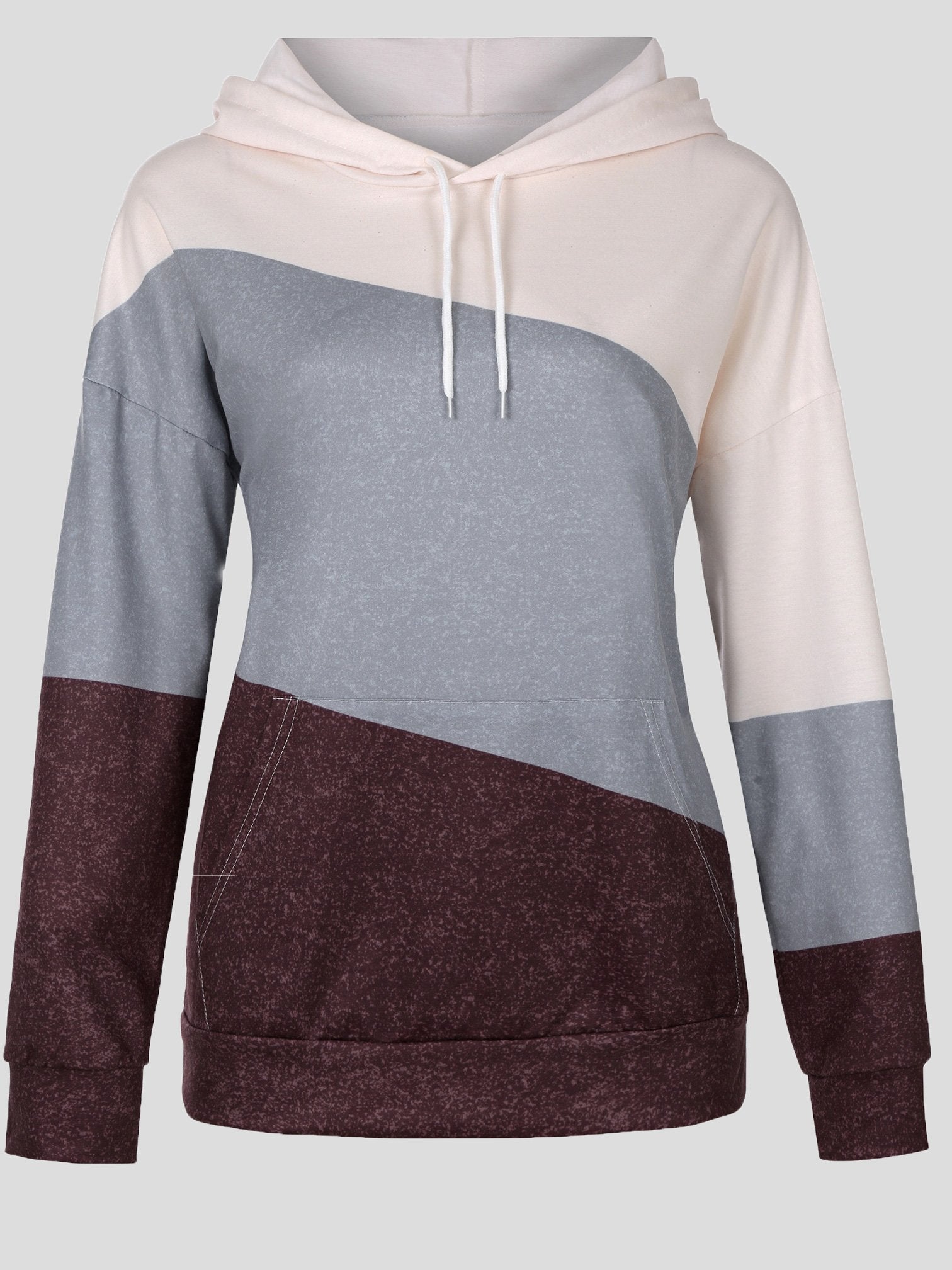 Hoodies Panelled Drawstring Long Sleeve Hoodie - LuckyFash™
