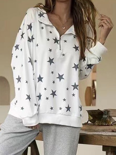 Women's Hoodies Pentagram Print Zip Lapel Long Sleeve Hoodies - LuckyFash™