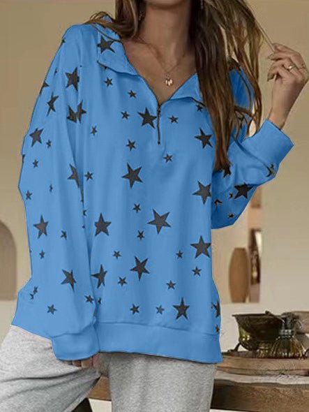 Women's Hoodies Pentagram Print Zip Lapel Long Sleeve Hoodies - LuckyFash™