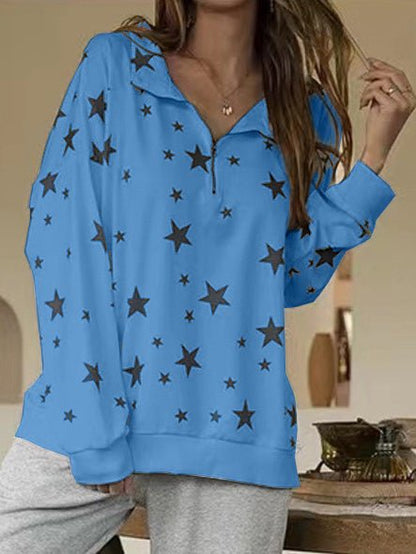 Women's Hoodies Pentagram Print Zip Lapel Long Sleeve Hoodies - LuckyFash™