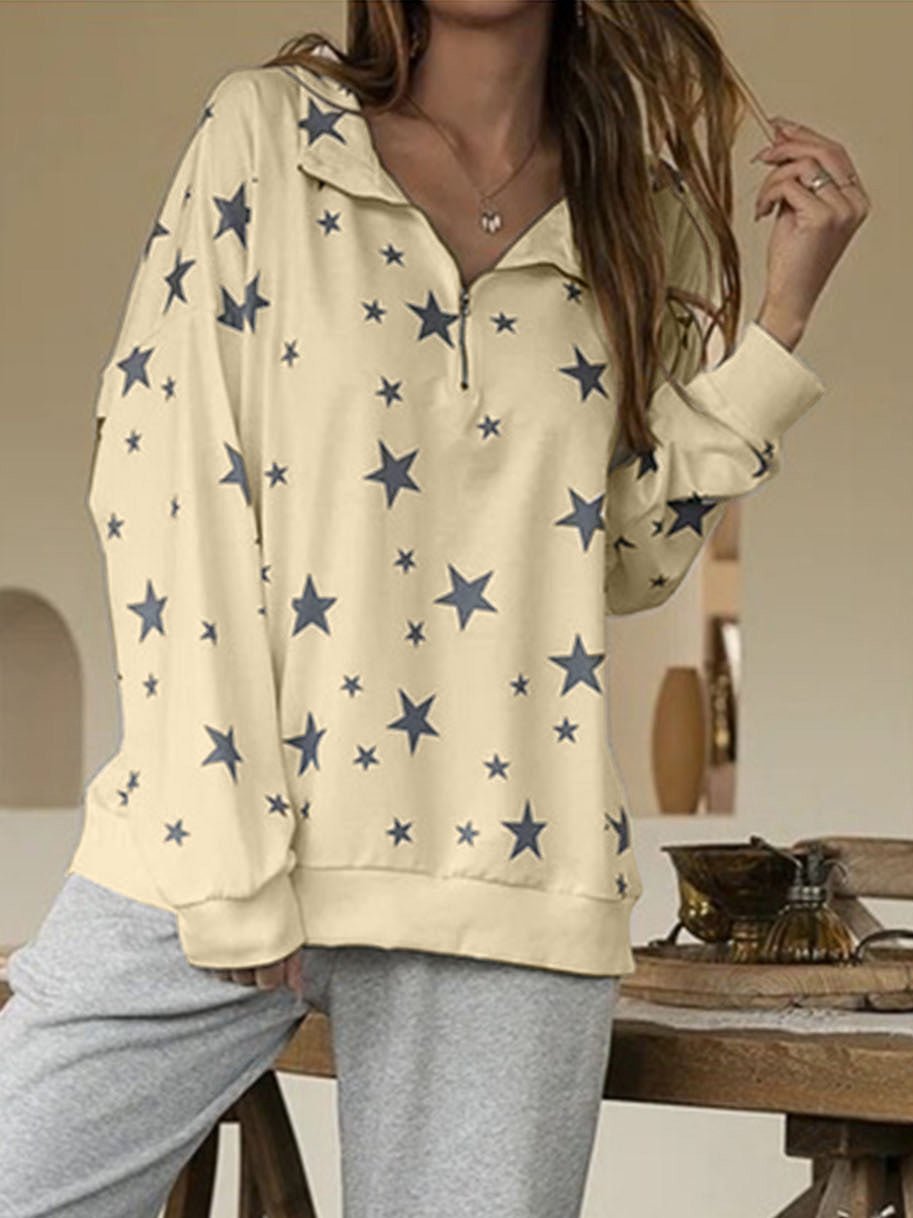 Women's Hoodies Pentagram Print Zip Lapel Long Sleeve Hoodies - LuckyFash™