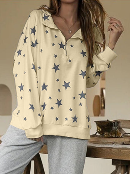 Women's Hoodies Pentagram Print Zip Lapel Long Sleeve Hoodies - LuckyFash™