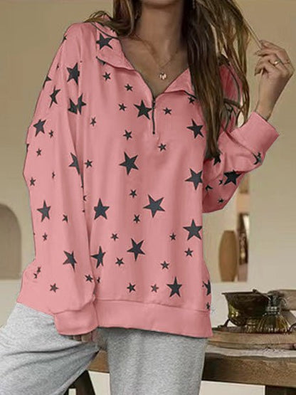 Women's Hoodies Pentagram Print Zip Lapel Long Sleeve Hoodies - LuckyFash™