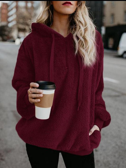 Women's Hoodies Plush Pocket Zipper Drawstring Hoodie - LuckyFash™